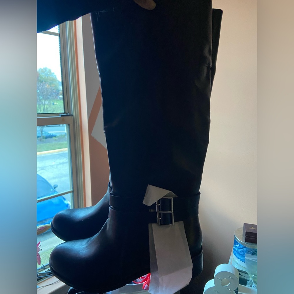 All black leather boots